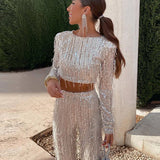 Anastasia | Women's Sequin Top and High-Waist Trouser Set