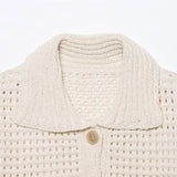 Genevieve | Knitted Button-Up Top with Fringed Hem