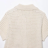 Genevieve | Knitted Button-Up Top with Fringed Hem