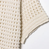 Genevieve | Knitted Button-Up Top with Fringed Hem