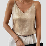 Emmeline | Metallic V-Neck Cami Top with Adjustable Straps
