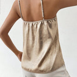 Emmeline | Metallic V-Neck Cami Top with Adjustable Straps