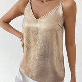 Emmeline | Metallic V-Neck Cami Top with Adjustable Straps