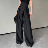 Isla | High-Waisted Wide-Leg Trousers for Women with Crossed Waistband and Pleats