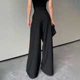 Isla | High-Waisted Wide-Leg Trousers for Women with Crossed Waistband and Pleats