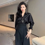 Isla | High-Waisted Wide-Leg Trousers for Women with Crossed Waistband and Pleats