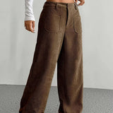 Hannah | High-Waisted Wide-Leg Trousers with Patch Pockets