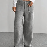 Hannah | High-Waisted Wide-Leg Trousers with Patch Pockets