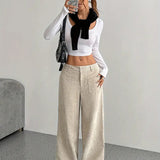 Hannah | High-Waisted Wide-Leg Trousers with Patch Pockets