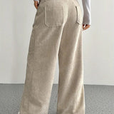 Hannah | High-Waisted Wide-Leg Trousers with Patch Pockets