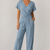 Abigail | Women's Short Sleeve Wrap Jumpsuit