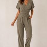 Abigail | Women's Short Sleeve Wrap Jumpsuit