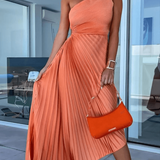Vivienne | One Shoulder Pleated Maxi Dress