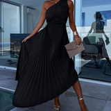 Vivienne | One Shoulder Pleated Maxi Dress