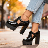 Penelope | Mary Jane Platform Block Heel Shoes