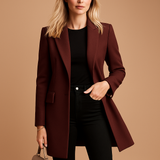 Women's Tailored Coat with Notch Lapels – Fitted Autumn Winter Coat
