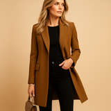 Women's Tailored Coat with Notch Lapels – Fitted Autumn Winter Coat