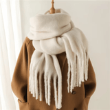 Women's Winter Cashmere Blend Scarf with Tassels – Soft Oversized Wrap Scarf