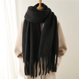 Women's Winter Cashmere Blend Scarf with Tassels – Soft Oversized Wrap Scarf