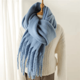 Women's Winter Cashmere Blend Scarf with Tassels – Soft Oversized Wrap Scarf