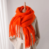 Women's Winter Cashmere Blend Scarf with Tassels – Soft Oversized Wrap Scarf
