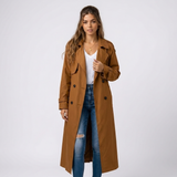 Ruby | Long Double-Breasted Women's Trench Coat with Belt