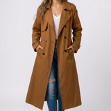 Ruby | Long Double-Breasted Women's Trench Coat with Belt