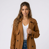 Ruby | Long Double-Breasted Women's Trench Coat with Belt