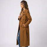 Ruby | Long Double-Breasted Women's Trench Coat with Belt