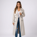 Ruby | Long Double-Breasted Women's Trench Coat with Belt