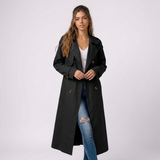 Ruby | Long Double-Breasted Women's Trench Coat with Belt