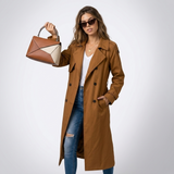 Ruby | Long Double-Breasted Women's Trench Coat with Belt