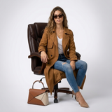 Ruby | Long Double-Breasted Women's Trench Coat with Belt