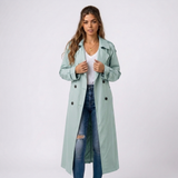 Ruby | Long Double-Breasted Women's Trench Coat with Belt