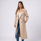 Ruby | Long Double-Breasted Women's Trench Coat with Belt