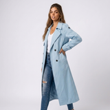 Ruby | Long Double-Breasted Women's Trench Coat with Belt