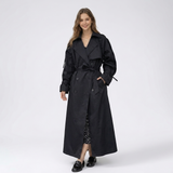 Women's Long Double-Breasted Trench Coat with Belt – Wide Lapel Autumn Winter Mac