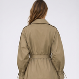 Women's Long Double-Breasted Trench Coat with Belt – Wide Lapel Autumn Winter Mac