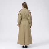 Women's Long Double-Breasted Trench Coat with Belt – Wide Lapel Autumn Winter Mac