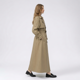 Women's Long Double-Breasted Trench Coat with Belt – Wide Lapel Autumn Winter Mac