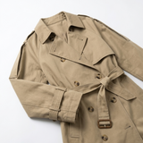 Women's Long Double-Breasted Trench Coat with Belt – Wide Lapel Autumn Winter Mac