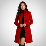 Penelope | Elegant High-Collar Coat with Button Fastening
