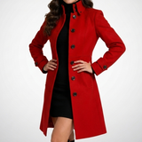 Penelope | Elegant High-Collar Coat with Button Fastening