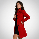 Penelope | Elegant High-Collar Coat with Button Fastening