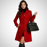 Penelope | Elegant High-Collar Coat with Button Fastening