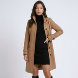 Penelope | Elegant High-Collar Coat with Button Fastening