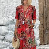 Nerivelle | Floral V-Neck Summer Dress with Side Pockets