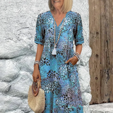 Nerivelle | Floral V-Neck Summer Dress with Side Pockets