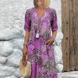 Nerivelle | Floral V-Neck Summer Dress with Side Pockets