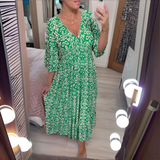 Elyssara | V-Neck Boho Maxi Dress with Unique Pattern